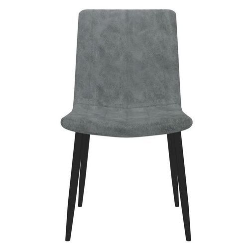 Chaise simili cuir gris et pieds métal noir Tojo - Lot de 2 - Photo n°2; ?>