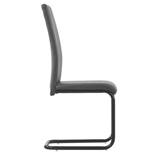 Chaise simili cuir gris et pieds métal noir Adma - Lot de 2 - Photo n°3; ?>