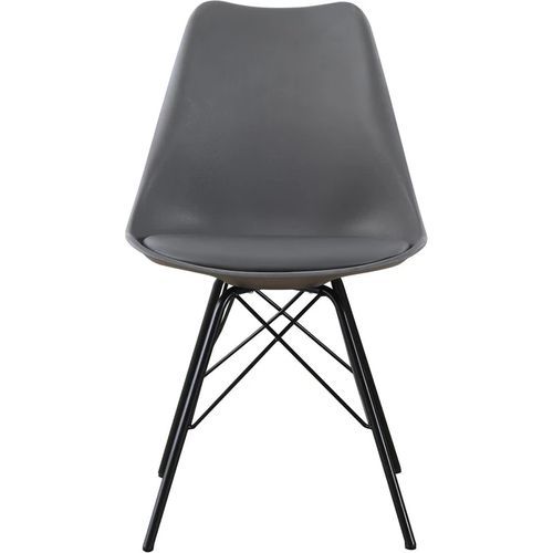 Chaise simili cuir gris et pieds métal noir Neman - Lot de 4 - Photo n°3; ?>