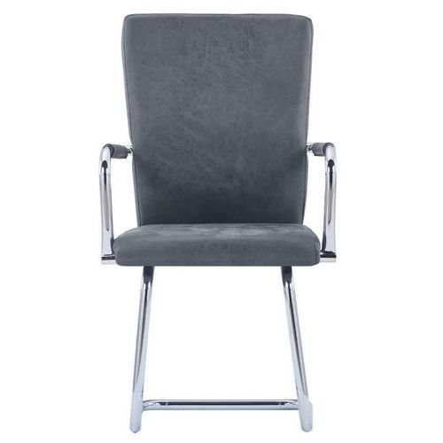 Chaise simili cuir gris suède et métal chromé Bea - Lot de 2 - Photo n°2; ?>