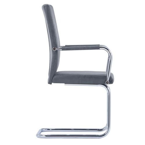 Chaise simili cuir gris suède et métal chromé Bea - Lot de 2 - Photo n°3; ?>