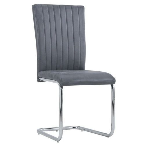 Chaise simili cuir gris suède et pieds métal Nitra - Lot de 2 - Photo n°2; ?>