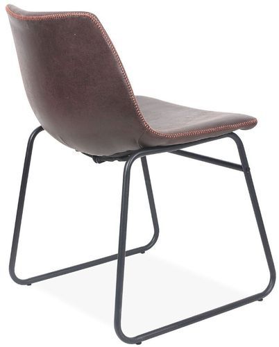 Chaise simili cuir marron café et pieds métal noir Famou - Photo n°2; ?>