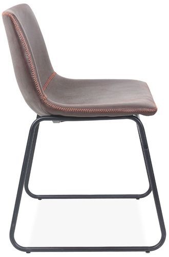 Chaise simili cuir marron café et pieds métal noir Famou - Photo n°3; ?>