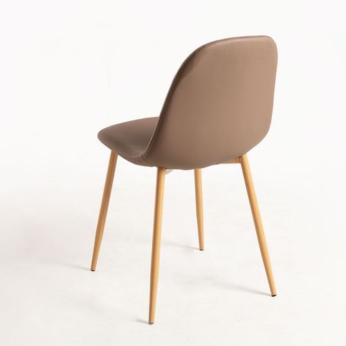 Chaise simili cuir marron clair et pieds métal effet bois naturel Kuza - Lot de 2 - Photo n°3; ?>