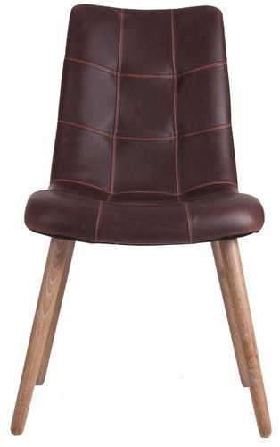 Chaise simili cuir marron et frêne massif clair Ekin - Photo n°2; ?>