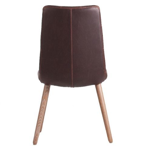 Chaise simili cuir marron et frêne massif clair Ekin - Photo n°3; ?>