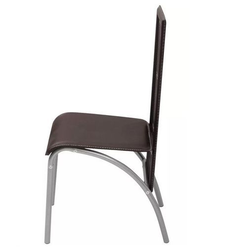Chaise simili cuir marron et pieds métal gris Pouci - Lot de 2 - Photo n°3; ?>