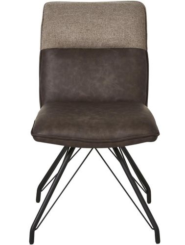 Chaise simili cuir marron et pieds métal noir Collin - Lot de 2 - Photo n°2; ?>