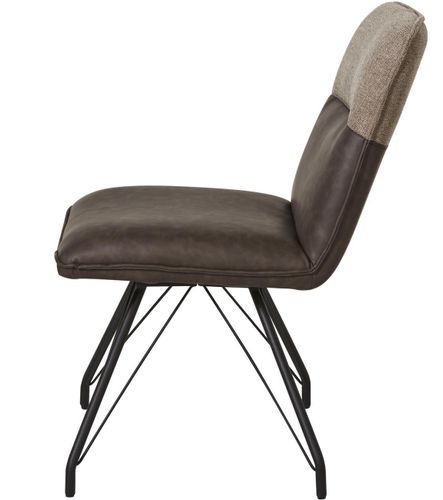 Chaise simili cuir marron et pieds métal noir Collin - Lot de 2 - Photo n°3; ?>