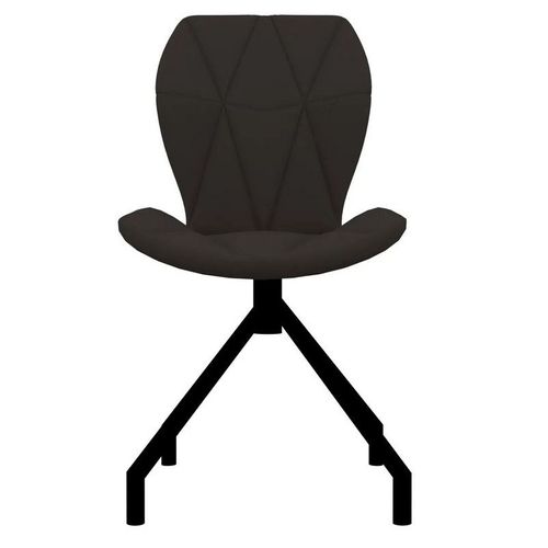 Chaise simili cuir marron et pieds métal noir Amy - Lot de 2 - Photo n°2; ?>