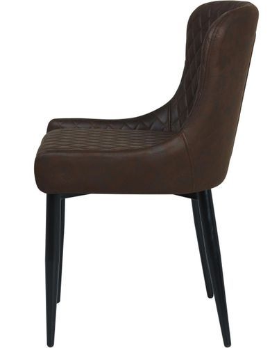 Chaise simili cuir marron et pieds métal noir Oriel - Lot de 2 - Photo n°2; ?>
