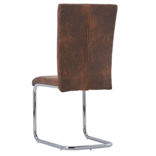Chaise simili cuir marron suède et pieds métal Nitra - Lot de 2 - Photo n°3; ?>