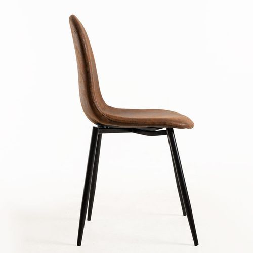 Chaise simili cuir marron vintage et pieds acier noir Kela - Photo n°2; ?>