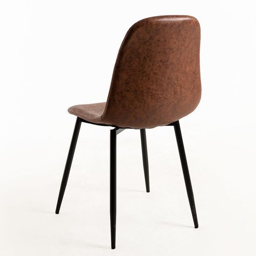 Chaise simili cuir marron vintage et pieds acier noir Kela - Photo n°3; ?>