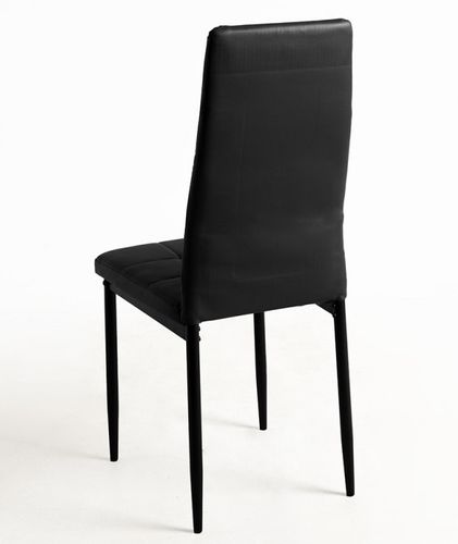 Chaise simili cuir noir capitonné et pieds acier noir Kentor - Photo n°3; ?>