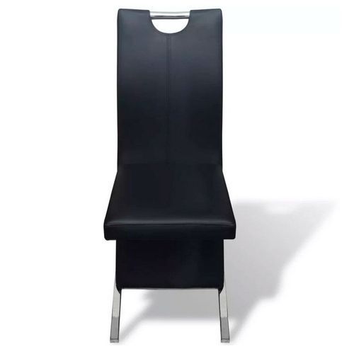 Chaise simili cuir noir et métal chromé Trilo - Lot de 2 - Photo n°2; ?>