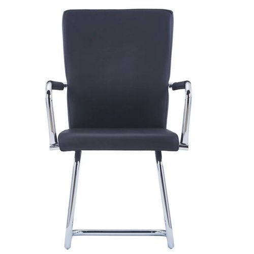 Chaise simili cuir noir et métal chromé Bea - Lot de 2 - Photo n°2; ?>