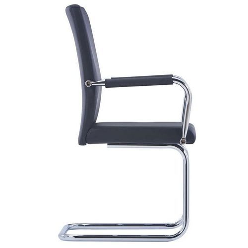 Chaise simili cuir noir et métal chromé Bea - Lot de 2 - Photo n°3; ?>
