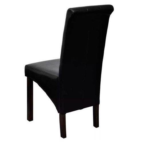 Chaise simili cuir noir et pieds bois massif Zinar - Lot de 2 - Photo n°2; ?>