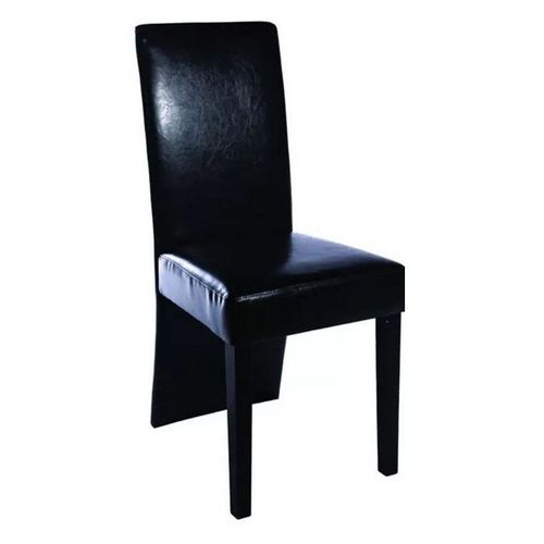 Chaise simili cuir noir et pieds bois noir Conor - Lot de 2 - Photo n°2; ?>