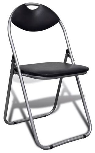 Chaise simili cuir noir et pieds métal chromé Karel - Lot de 6 - Photo n°2; ?>