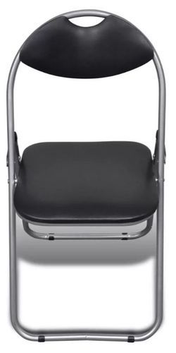 Chaise simili cuir noir et pieds métal chromé Karel - Lot de 6 - Photo n°3; ?>