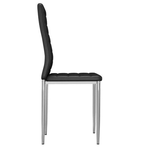 Chaise simili cuir noir et pieds métal chromé Olyr - Lot de 2 - Photo n°3; ?>