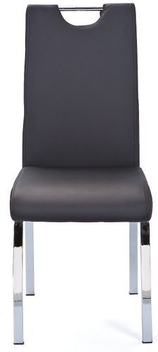 Chaise simili cuir noir et pieds métal chromé Lust - Lot de 2 - Photo n°3; ?>