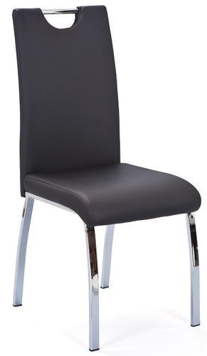 Chaise simili cuir noir et pieds métal chromé Lust - Lot de 2 - Photo n°2; ?>
