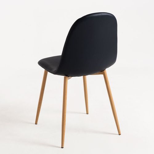 Chaise simili cuir noir et pieds métal effet bois naturel Kuza - Lot de 2 - Photo n°3; ?>