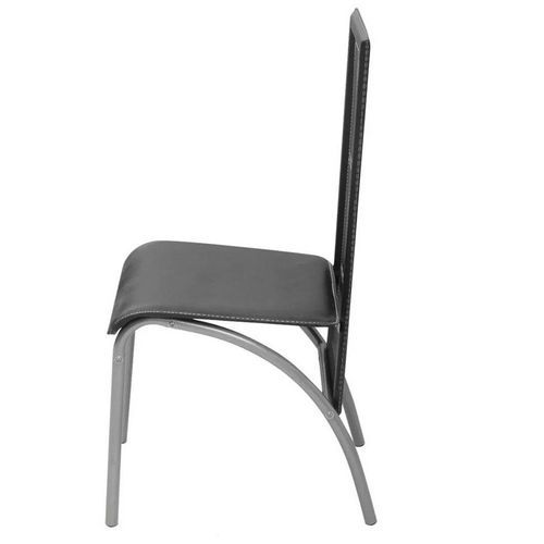Chaise simili cuir noir et pieds métal gris Pouci - Lot de 2 - Photo n°3; ?>