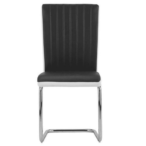 Chaise simili cuir noir et pieds métal Nitra - Lot de 2 - Photo n°3; ?>
