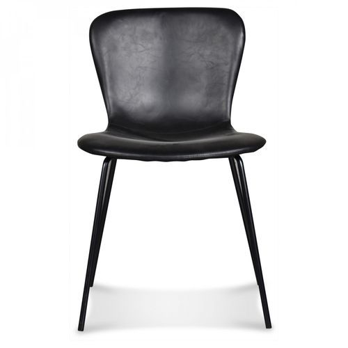 Chaise simili cuir noir et pieds métal noir Adkin - Lot de 4 - Photo n°3; ?>