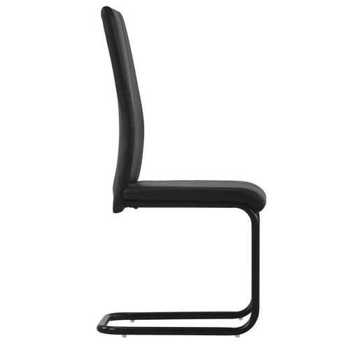 Chaise simili cuir noir et pieds métal noir Adma - Lot de 2 - Photo n°3; ?>