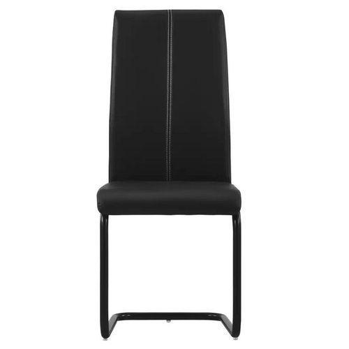 Chaise simili cuir noir et pieds métal noir Adma - Lot de 4 - Photo n°2; ?>