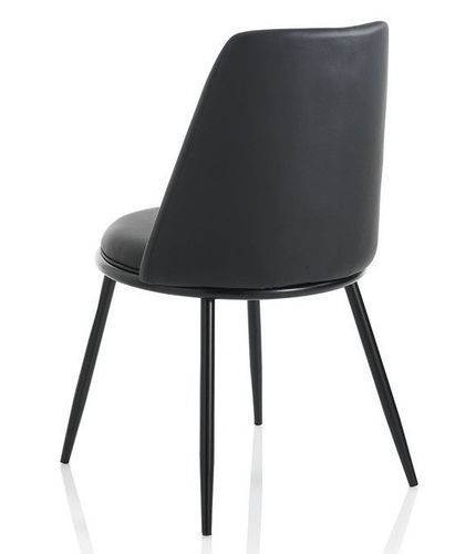 Chaise simili cuir noir et pieds métal noir Pinas - Lot de 2 - Photo n°2; ?>