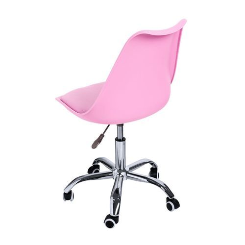 Chaise simili cuir rose sur pied central chromé Loky - Photo n°3; ?>