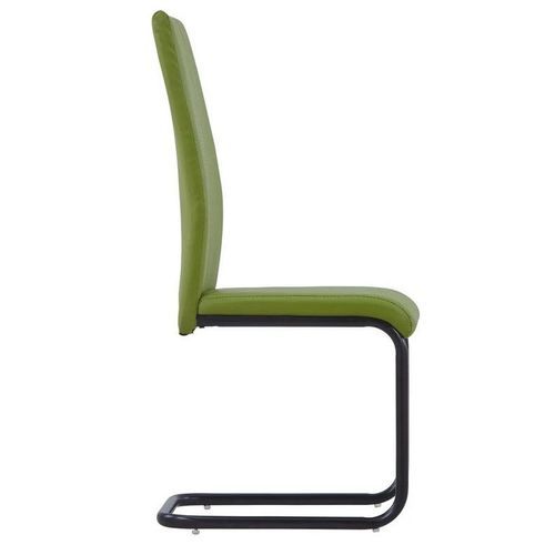 Chaise simili cuir vert et pieds métal noir Adma - Lot de 2 - Photo n°3; ?>