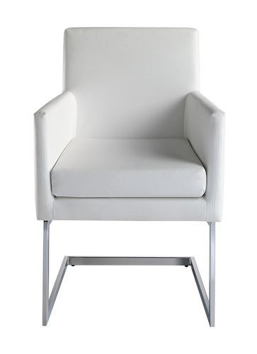 Chaise similicuir blanc et pieds acier chromé Amelia - Photo n°3; ?>