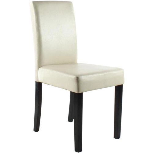 Chaise similicuir blanc et pieds bois noir Lara - Lot de 2 - Photo n°2; ?>