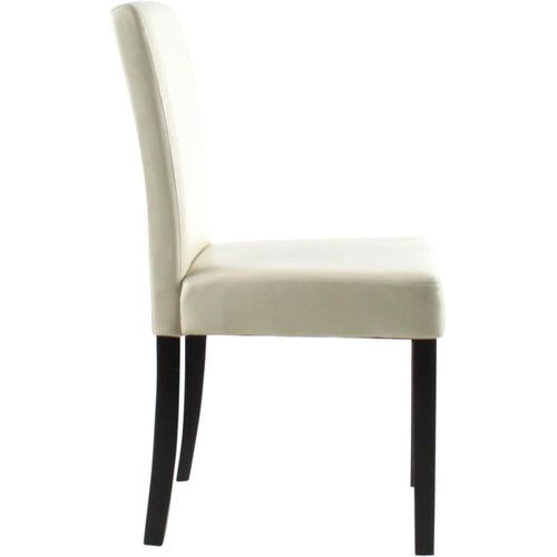 Chaise similicuir blanc et pieds bois noir Lara - Lot de 2 - Photo n°3; ?>
