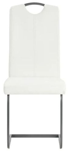Chaise similicuir blanc et pieds métal chromé Mikarelane - Lot de 4 - Photo n°3; ?>