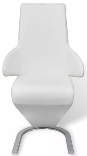 Chaise similicuir blanc et pieds métal Tiffan - Lot de 2 - Photo n°2; ?>