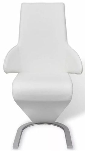 Chaise similicuir blanc et pieds métal Tiffan - Lot de 6 - Photo n°2; ?>