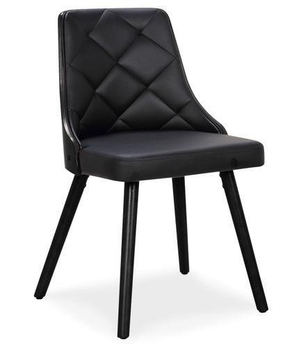 Chaise similicuir et pieds bois massif peint noirs Pako - Lot de 2 - Photo n°2; ?>