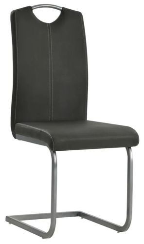 Chaise similicuir gris et pieds métal chromé Mikarelane - Lot de 2 - Photo n°2; ?>