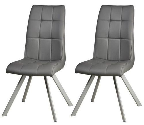 Chaise similicuir gris et pieds métal Cocy - Lot de 2 - Photo n°3; ?>
