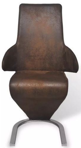Chaise similicuir marron et pieds métal Tiffan - Lot de 2 - Photo n°2; ?>