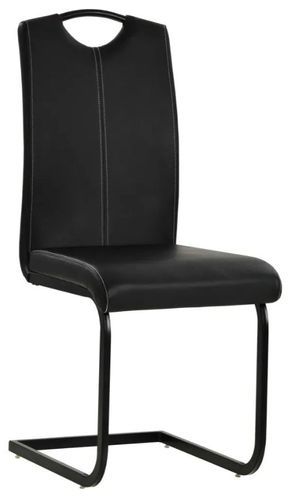Chaise similicuir noir et pieds métal chromé Mikarelane - Lot de 2 - Photo n°2; ?>
